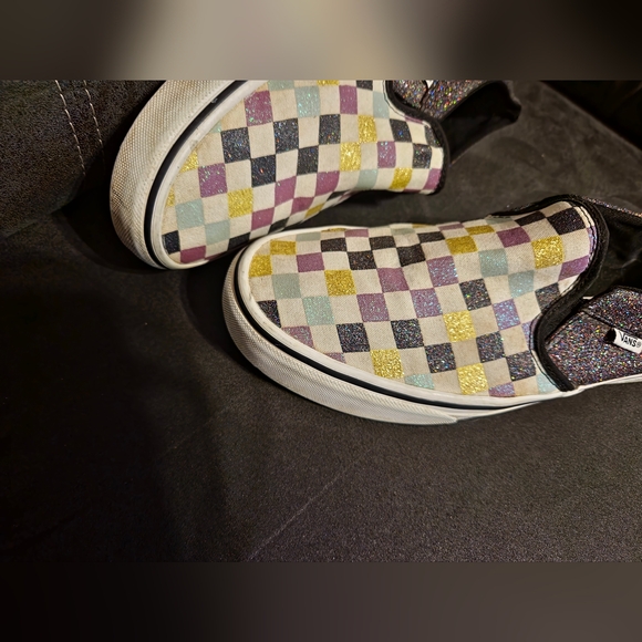 VANS Glittery bling Checkered Slip ons sz10 - Picture 8 of 9